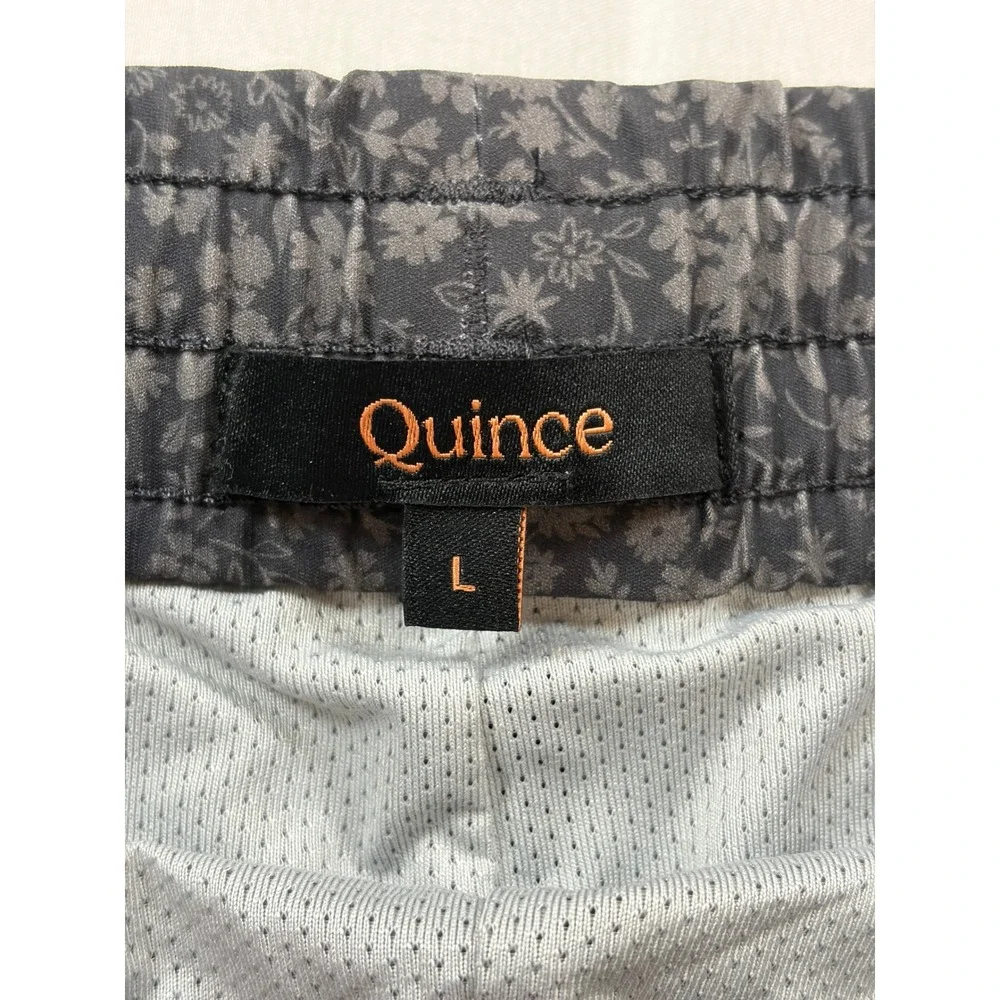 Quince Italian Mens Charcoal Grey Floral Swim Trunks Mesh Liner 5.5 in Inseam L